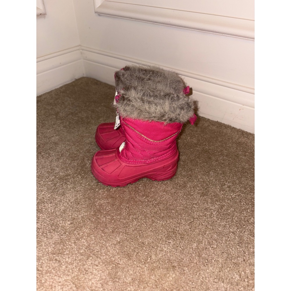 Champion Toddler Girls Hot Pink Faux Fur Trim Snow Boots Size 5 Zipper Front